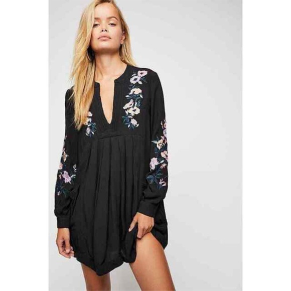 Free People Mia Embroidered Mini Dress XS in Black - Picture 2 of 8
